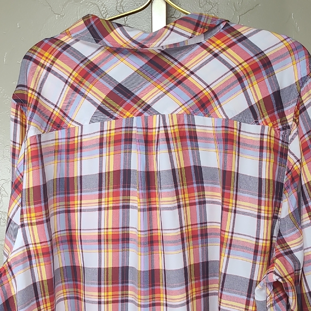 Torrid Multicolor Plaid Oversized Button Down Shi… - image 8